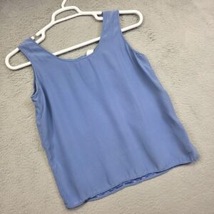 Liz Claiborne Silk Top Womens‎ M Blue Classic Relaxed  Flowy Minimalist Blouse